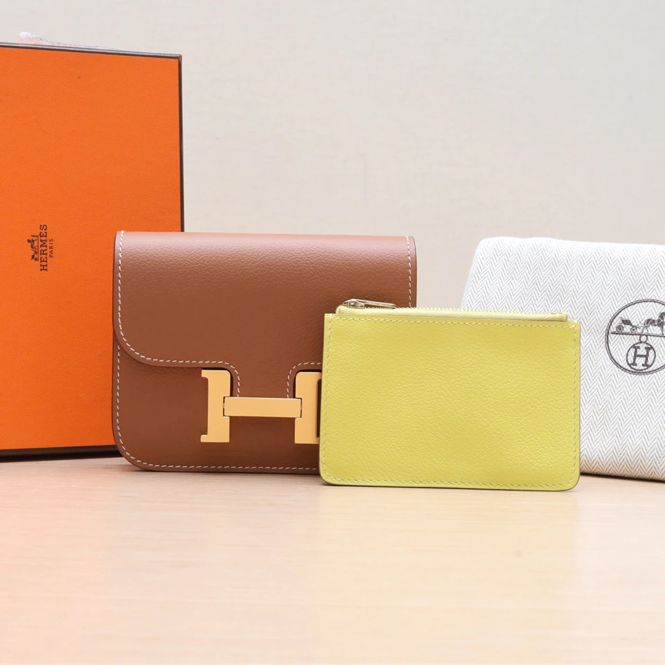 99新 Hermes/爱马仕 -488 小花6欢 康康 Slim 金棕色 Ep皮 B刻 包