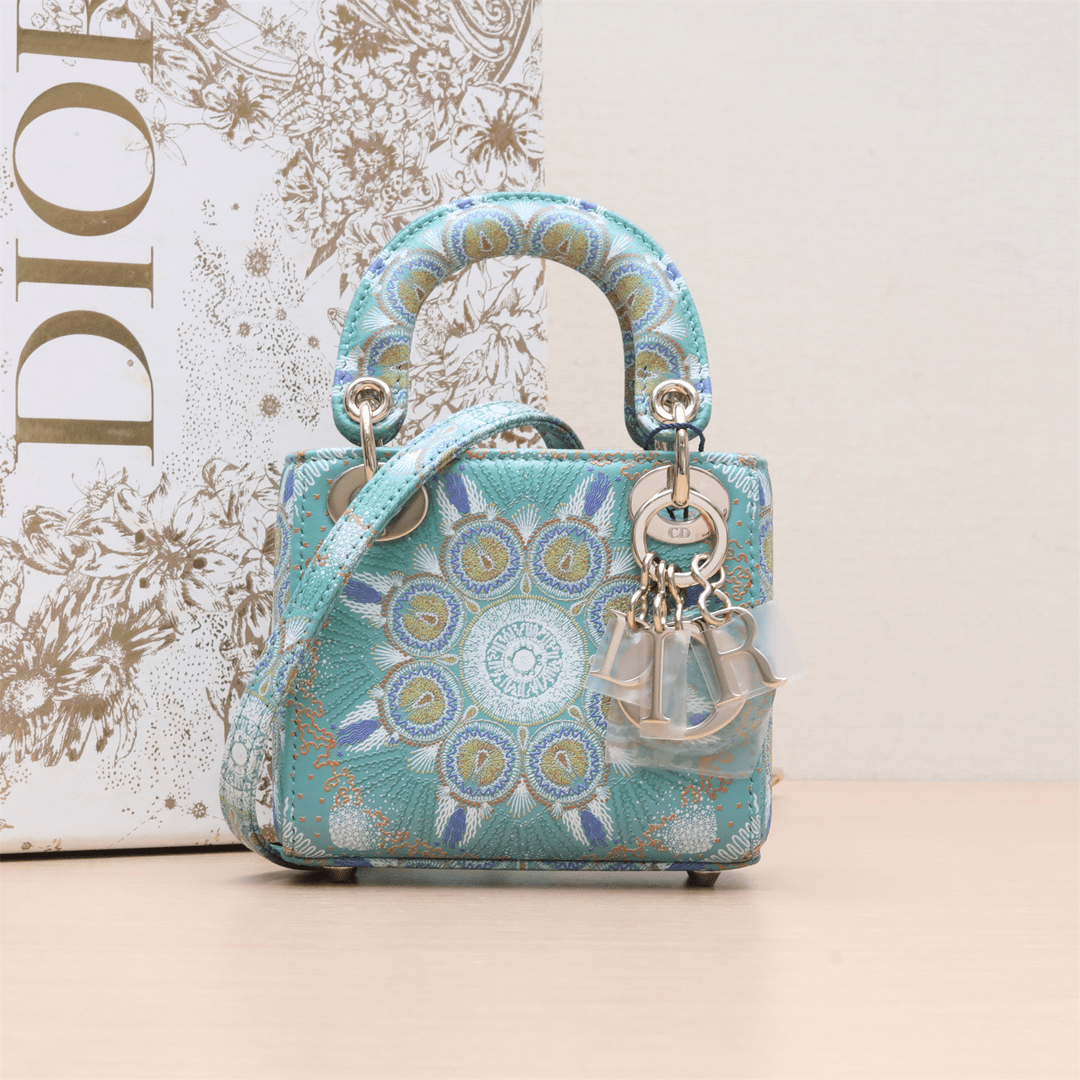 99新 DIOR/迪奥 活动【小花Han】 戴妃包 超Mini 绿色 皮革S 2020