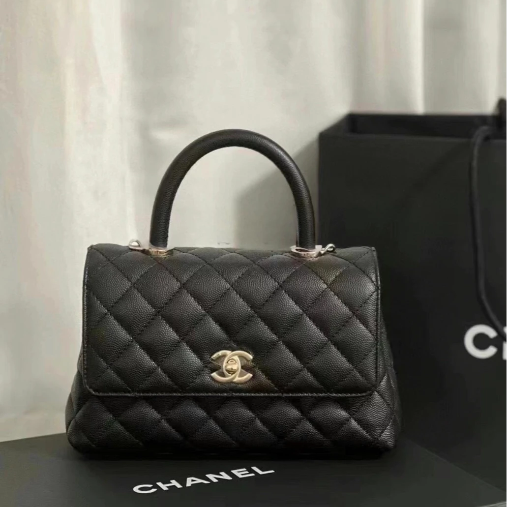 99新 Chanel/香奈儿 【小花念念】Handle 小号 24cm 黑色 30开 包