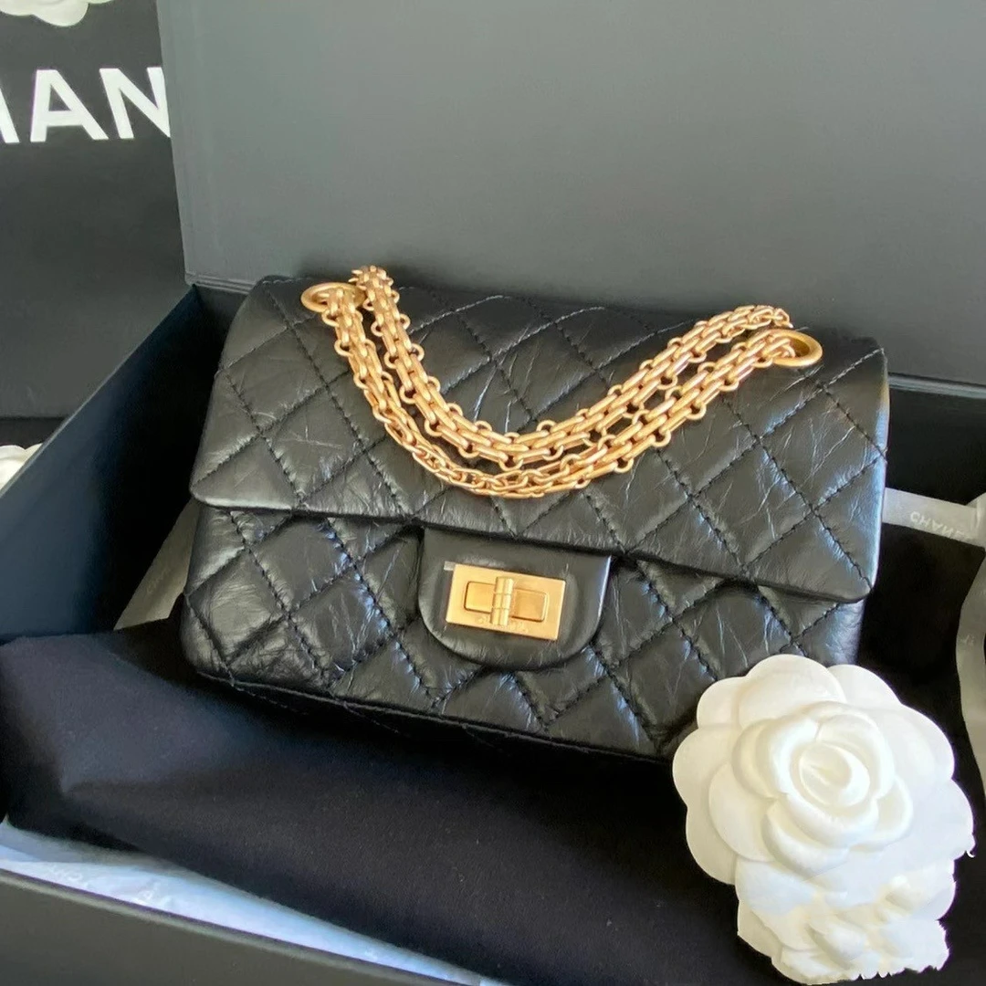 全新未使用 Chanel/香奈儿 【小花念念】2.55 口盖包 迷你 黑色