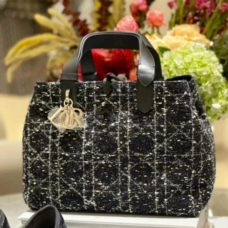 99新 DIOR/迪奥 小花6枫迪奥粗花尼藤格纹toujours中号手提包