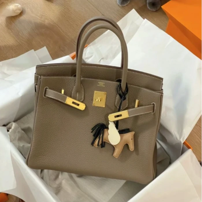 99新 Hermes/爱马仕 小花6枫 Birkin 30 大象灰 togo皮 Y刻金扣包
