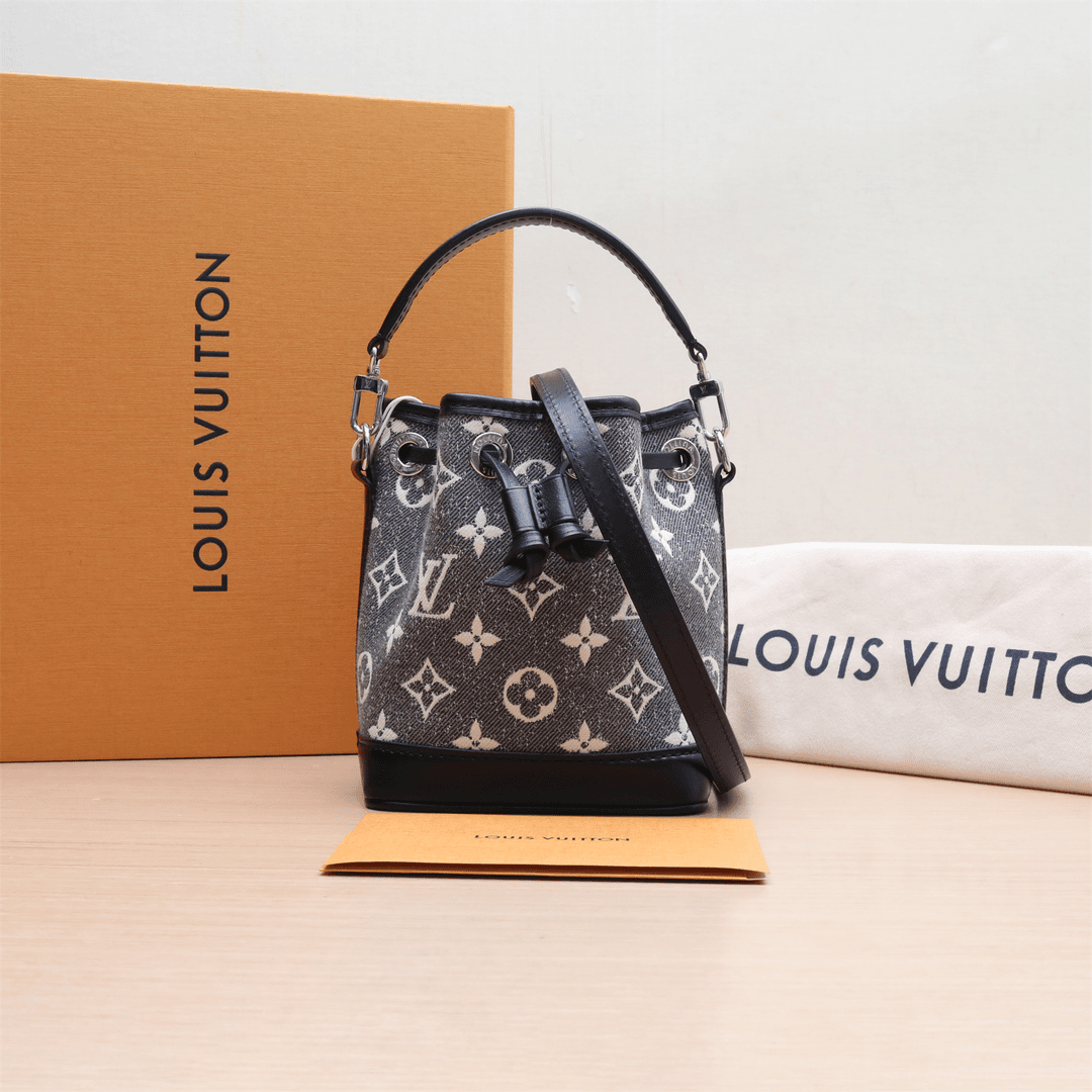 99新 LouisVuitton/路易威登 小花6枫NOÉ 水桶包 Nano 牛仔布