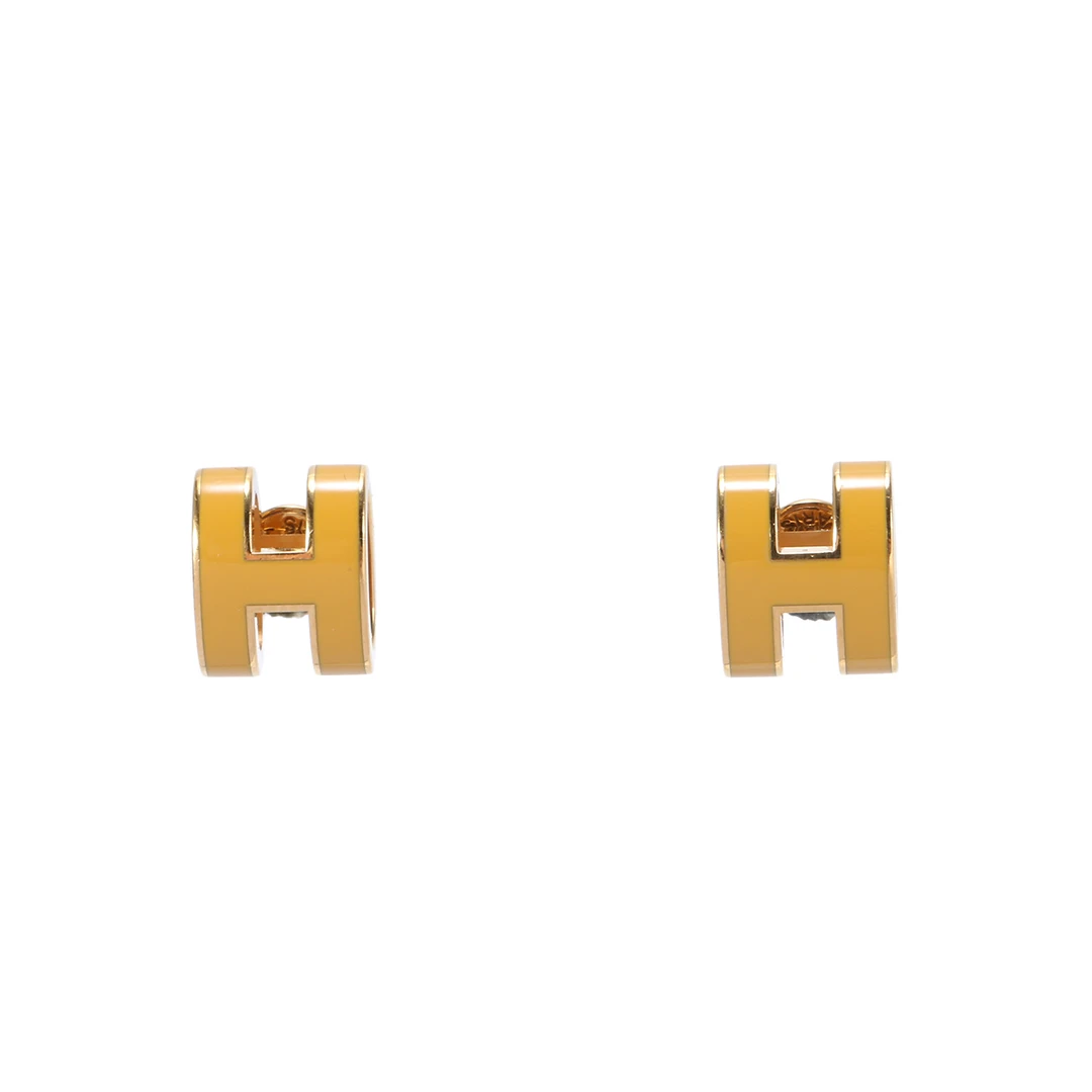 95新 Hermes/爱马仕 活动【小花念念】Pop H 耳环 Mini 金色 蓝色