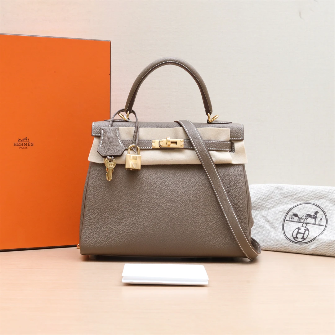 99新 Hermes/爱马仕 【小花念念】Kelly 25 18大象灰 Togo皮 U刻包