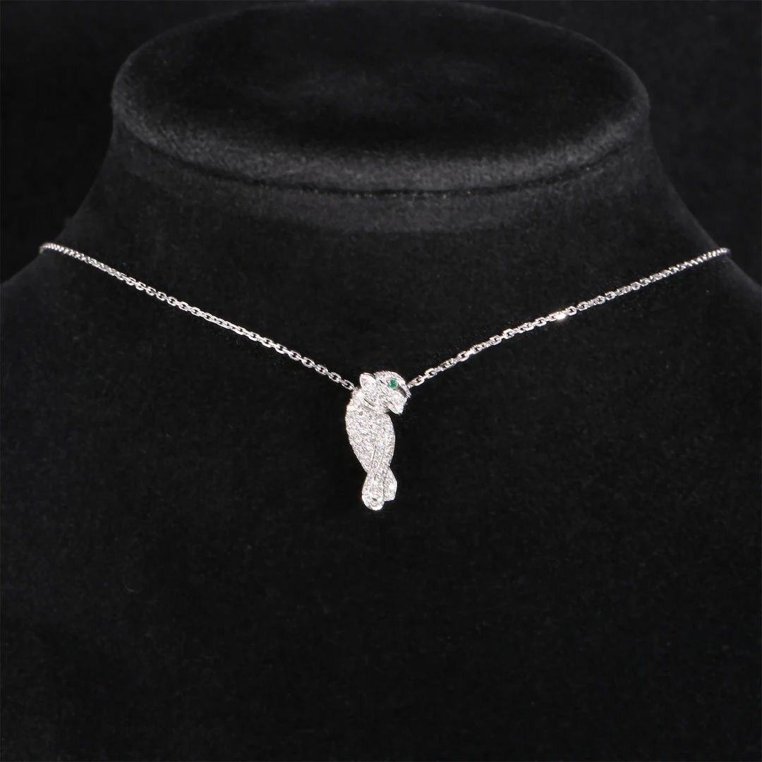99新 Cartier/卡地亚 小花6枫CARTIER 猎豹项链 18k白金