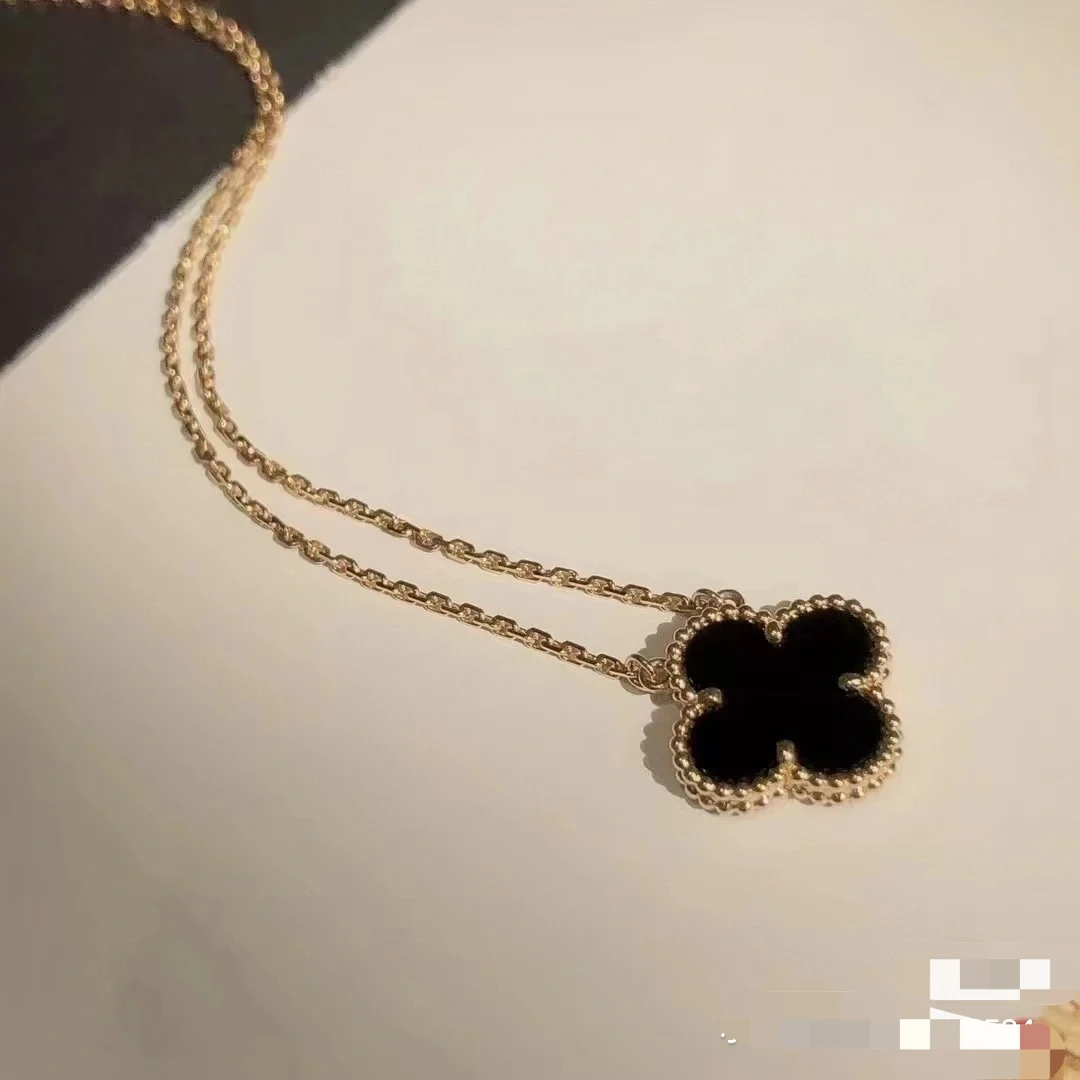 99新 梵克雅宝 XF【小花念念】项链 单花 缟玛瑙 黑花 老扣