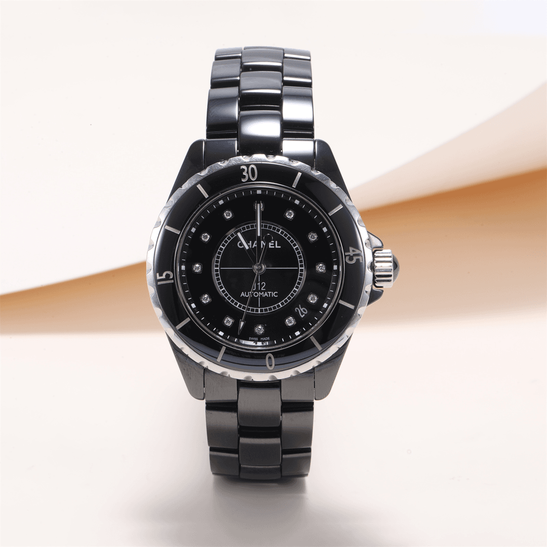 95新 Chanel/香奈儿 小花6枫J12系列H1626腕表黑陶瓷刻钻-38mm