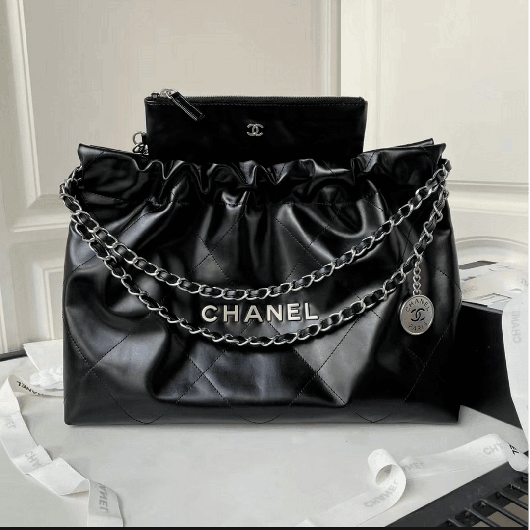 99新 Chanel/香奈儿 【小花念念】22Bag 横版 小号 黑色 芯片开