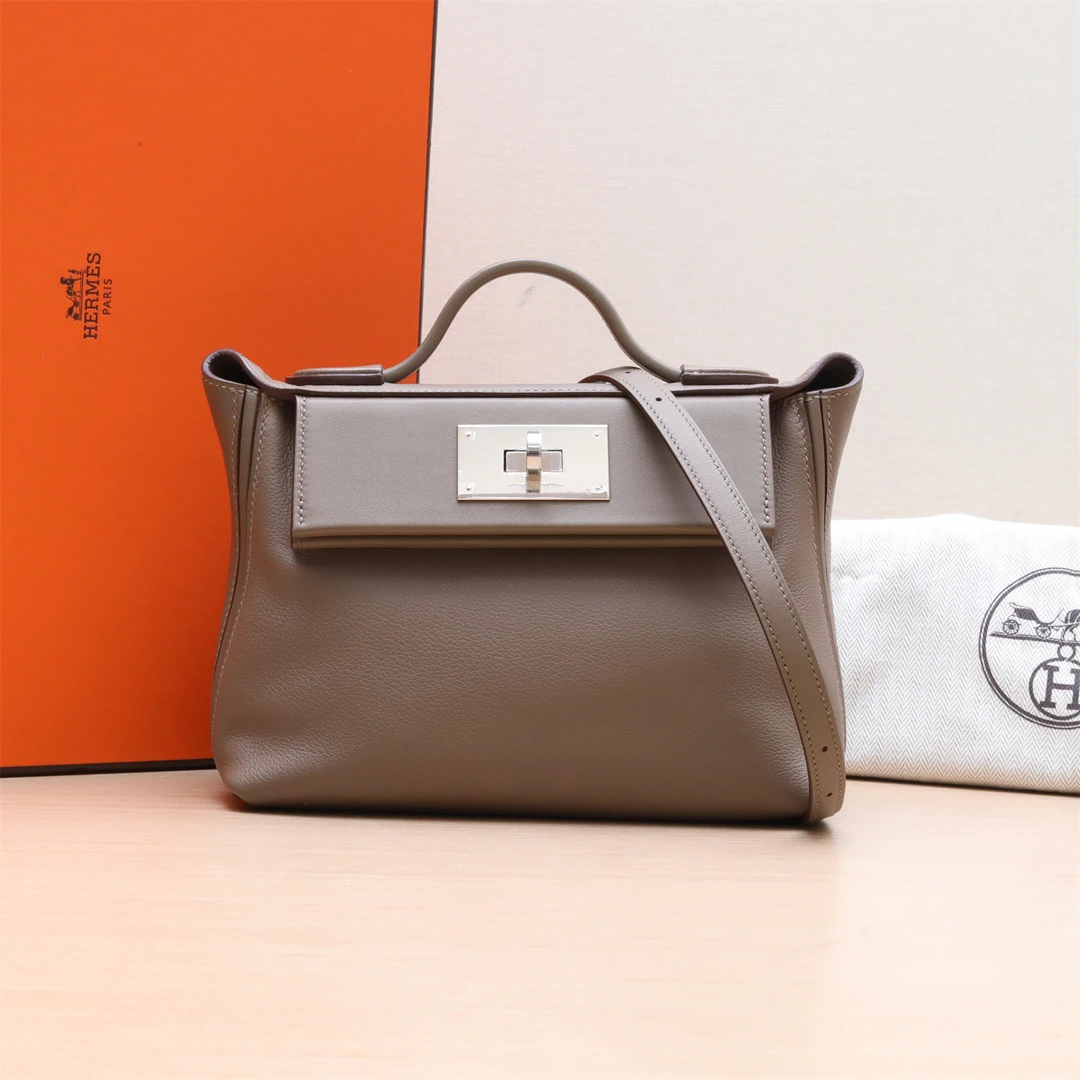 99新 Hermes/爱马仕 小花6枫2424 Mini 大象灰 EC皮 W刻 银扣