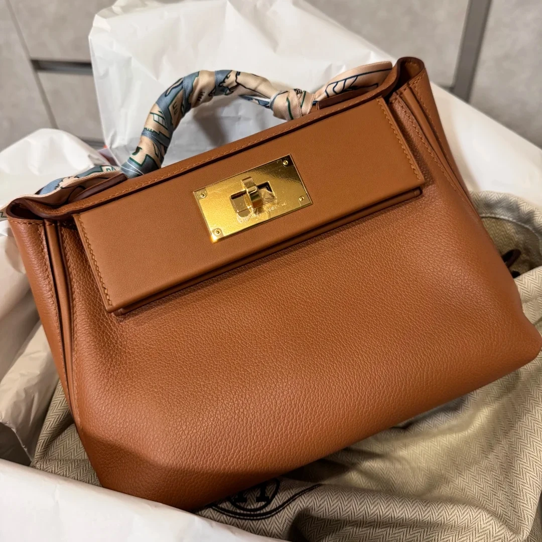99新 Hermes/爱马仕 【小花6欢】2424 mini 金棕 金扣包 Z刻