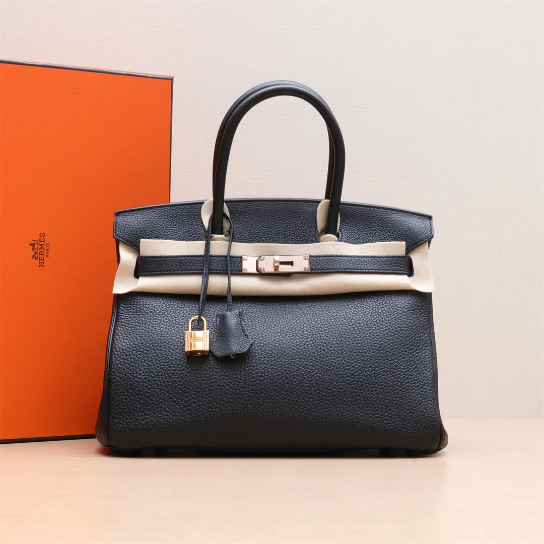 99新 Hermes/爱马仕 【小花Han】Birkin 30 黑色 Tg皮 C刻 包