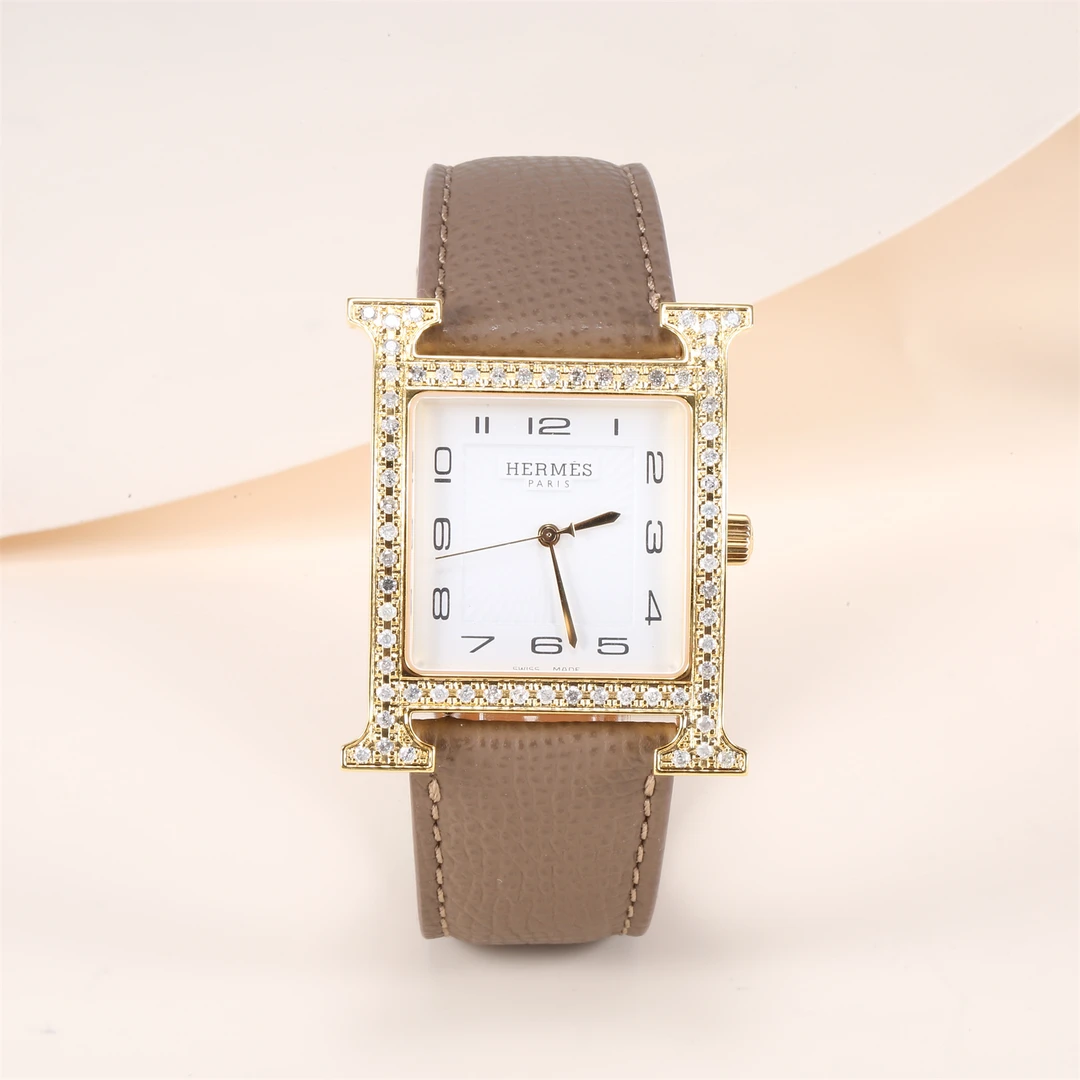 95新 Hermes/爱马仕 XF【小花念念】HEURE 大号H 30.5*41 腕表