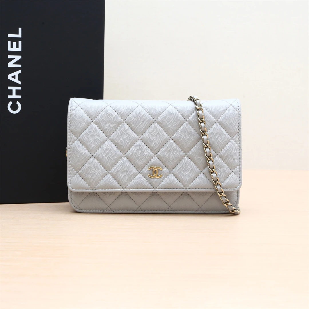 99新 Chanel/香奈儿 【小花Han】CF WOC 19cm 灰色 芯片开 包