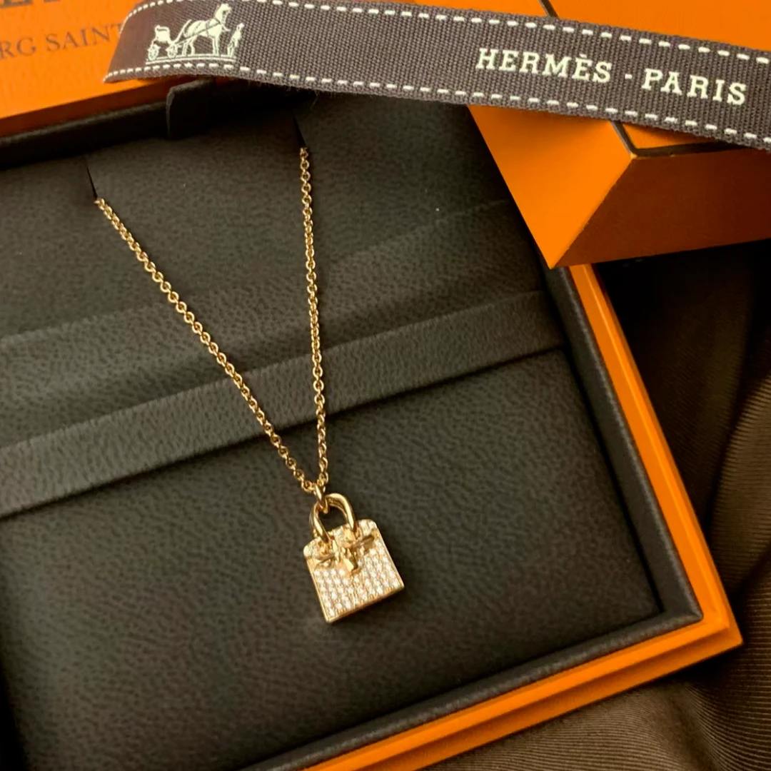 99新 Hermes/爱马仕 活动XF【小花念念】Birkin 项链 满钻 玫瑰金