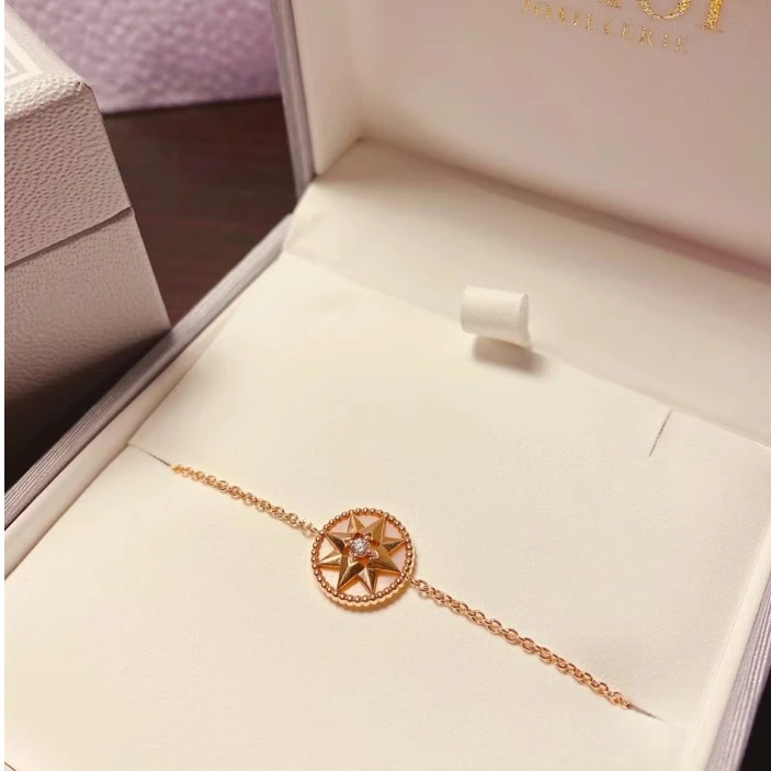 99新 DIOR/迪奥 -100小花6枫dior 八芒星手链 18K玫瑰金
