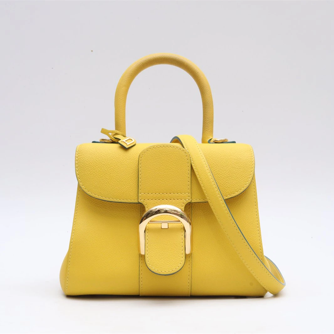 99新 Delvaux/德尔沃 小花6枫Brillant Mini 20 黄色 金扣包
