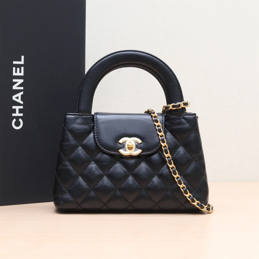 99新 Chanel/香奈儿 【小花Han】23K 手提包 小号 黑色 芯片开 包