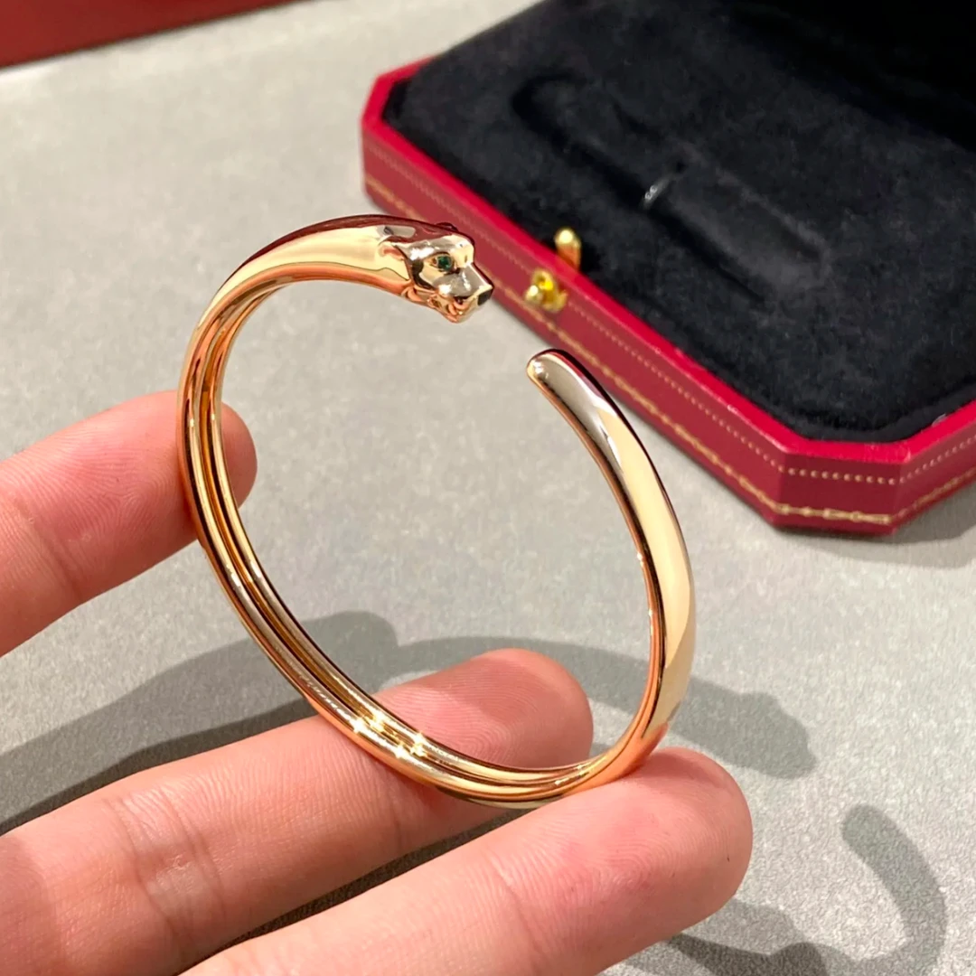 99新 Cartier/卡地亚 小花6欢  panthere de 玫瑰金豹子手镯 18号