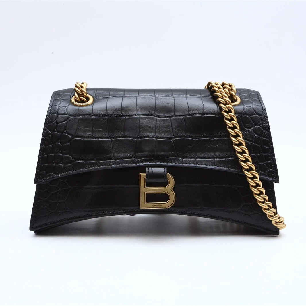 99新 Balenciaga/巴黎世家 小花6枫沙漏包 小号 黑色 金扣