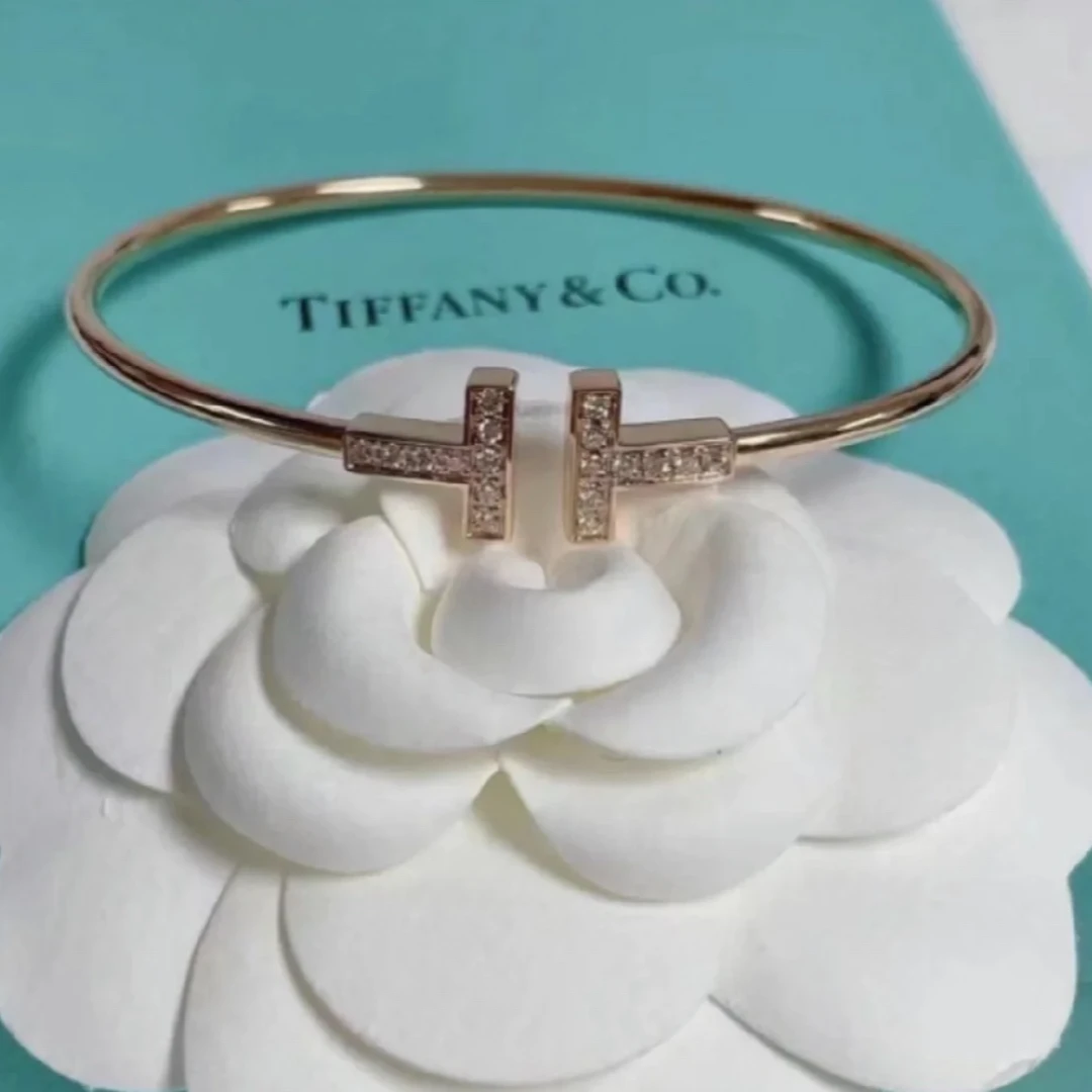 99新 Tiffany & Co./蒂芙尼 小花6欢 线圈手镯中号 18K玫瑰金16号