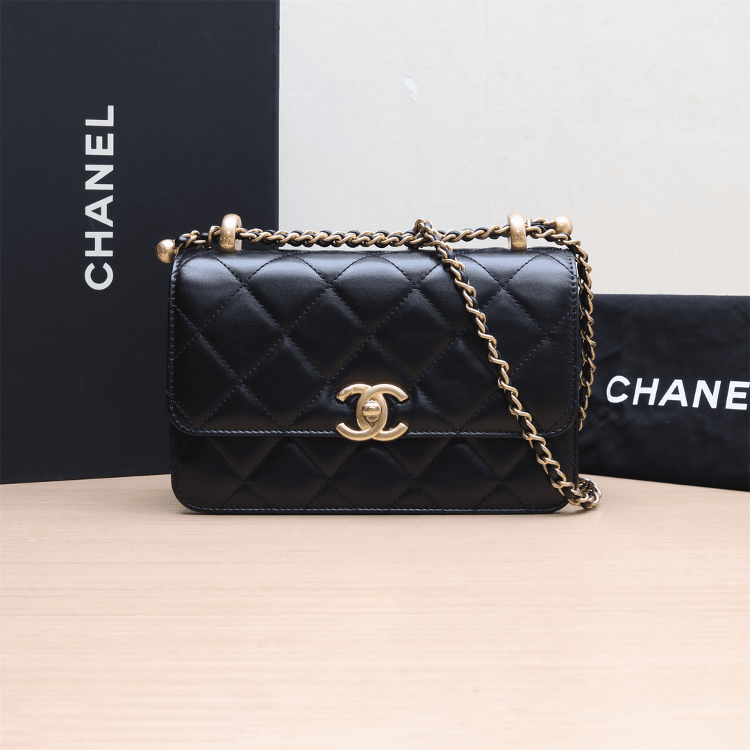 99新 Chanel/香奈儿 【小花Han】21A CF 口盖包 黑 芯片开 金扣 包