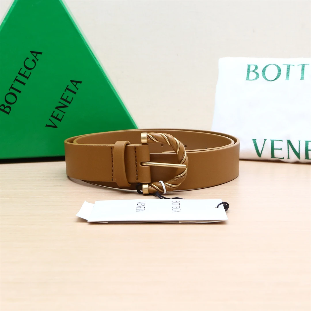 99新 BOTTEGA VENETA/葆蝶家 【小花念念】编织 D型扣 腰带 80cm