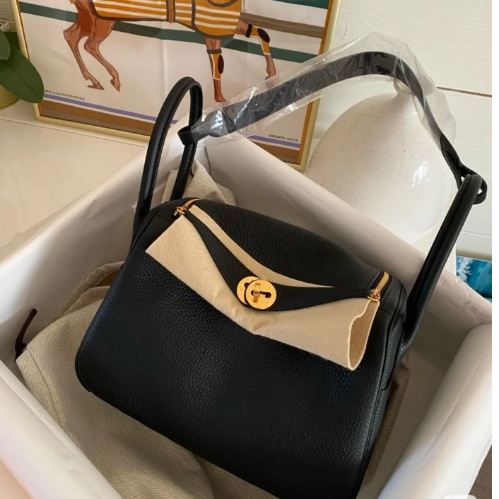 99新 Hermes/爱马仕 拆 全60700小花6枫Lindy 26 黑金TC皮Y刻 包