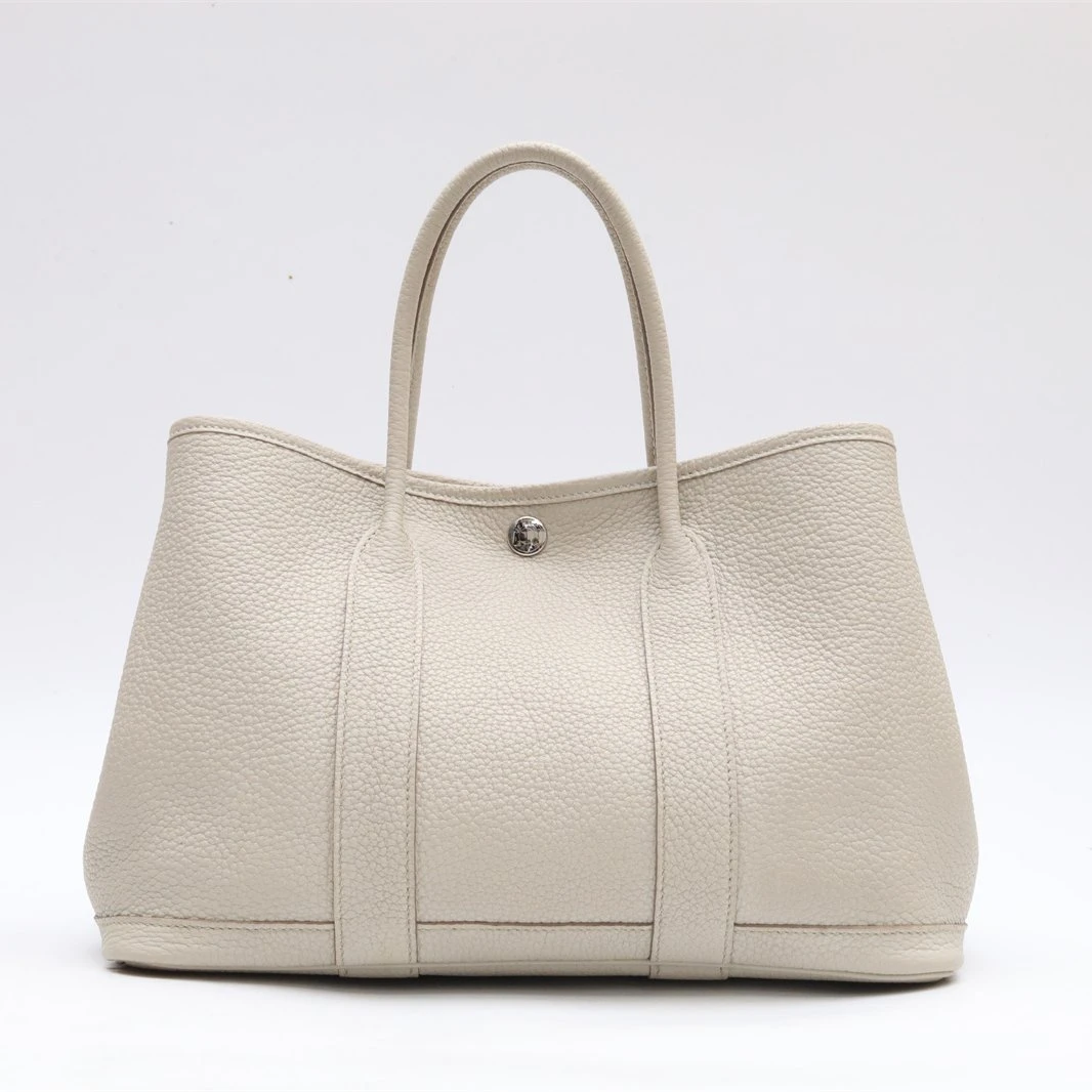 99新 Hermes/爱马仕 小花6枫花园包 30 冰川白 NEGONA皮 Z刻 银扣