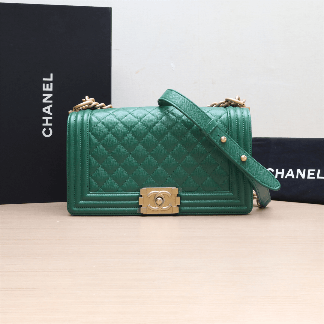99新 Chanel/香奈儿 【小花念念】Leboy 中号 25cm 绿色