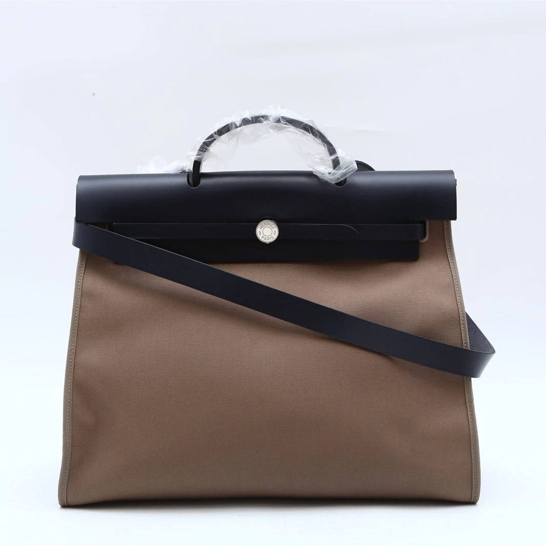 99新 Hermes/爱马仕 小花6枫Herbag 39 风衣灰 帆布 A刻 银扣