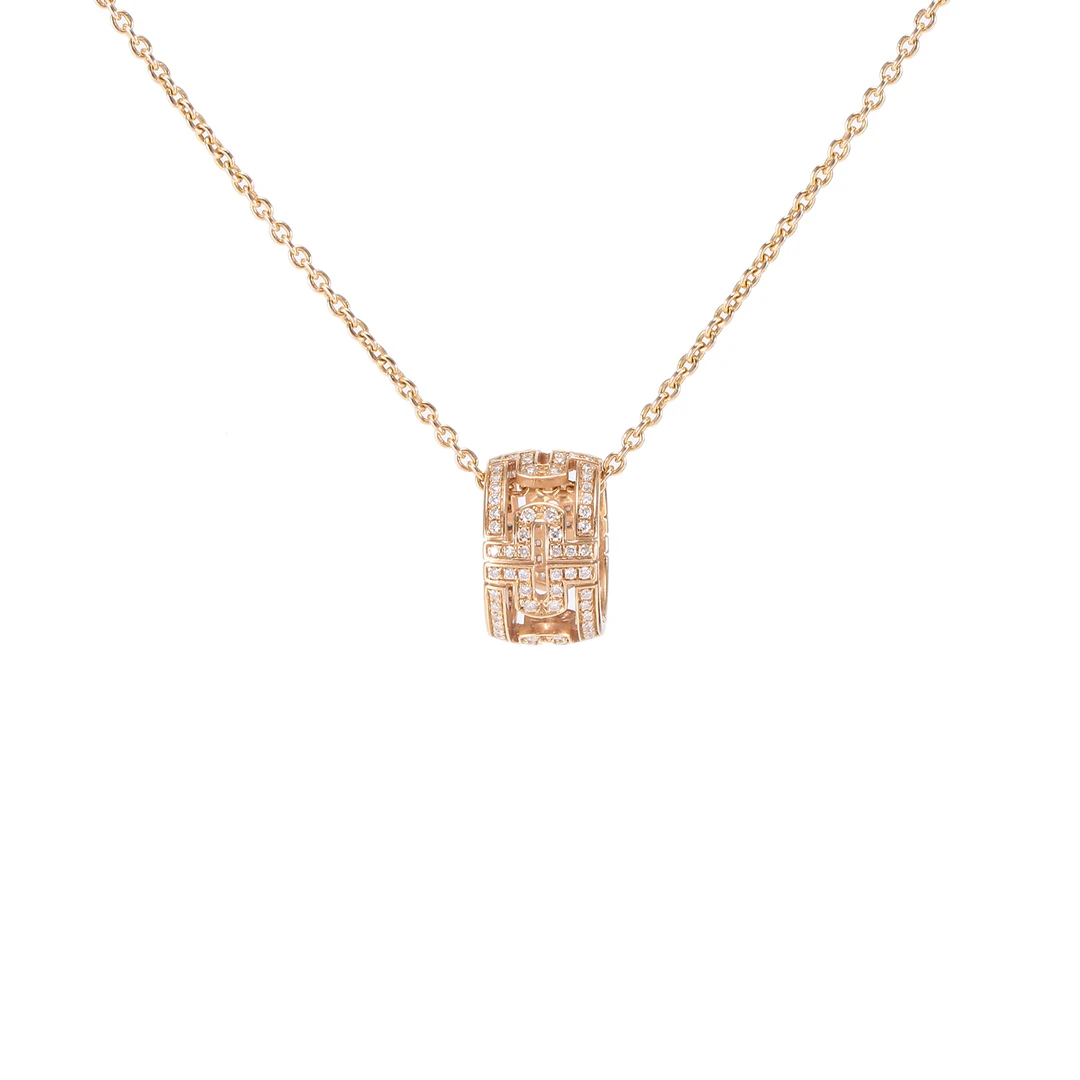 99新 BVLGARI/宝格丽 【小花念念】回形针 满钻 18k金 回转项链