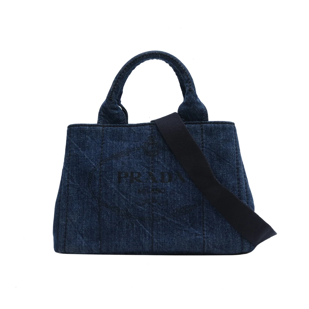 99新  xf【小花念念】沙滩包 复古印花 小号 28 肩带 牛仔蓝 牛仔布