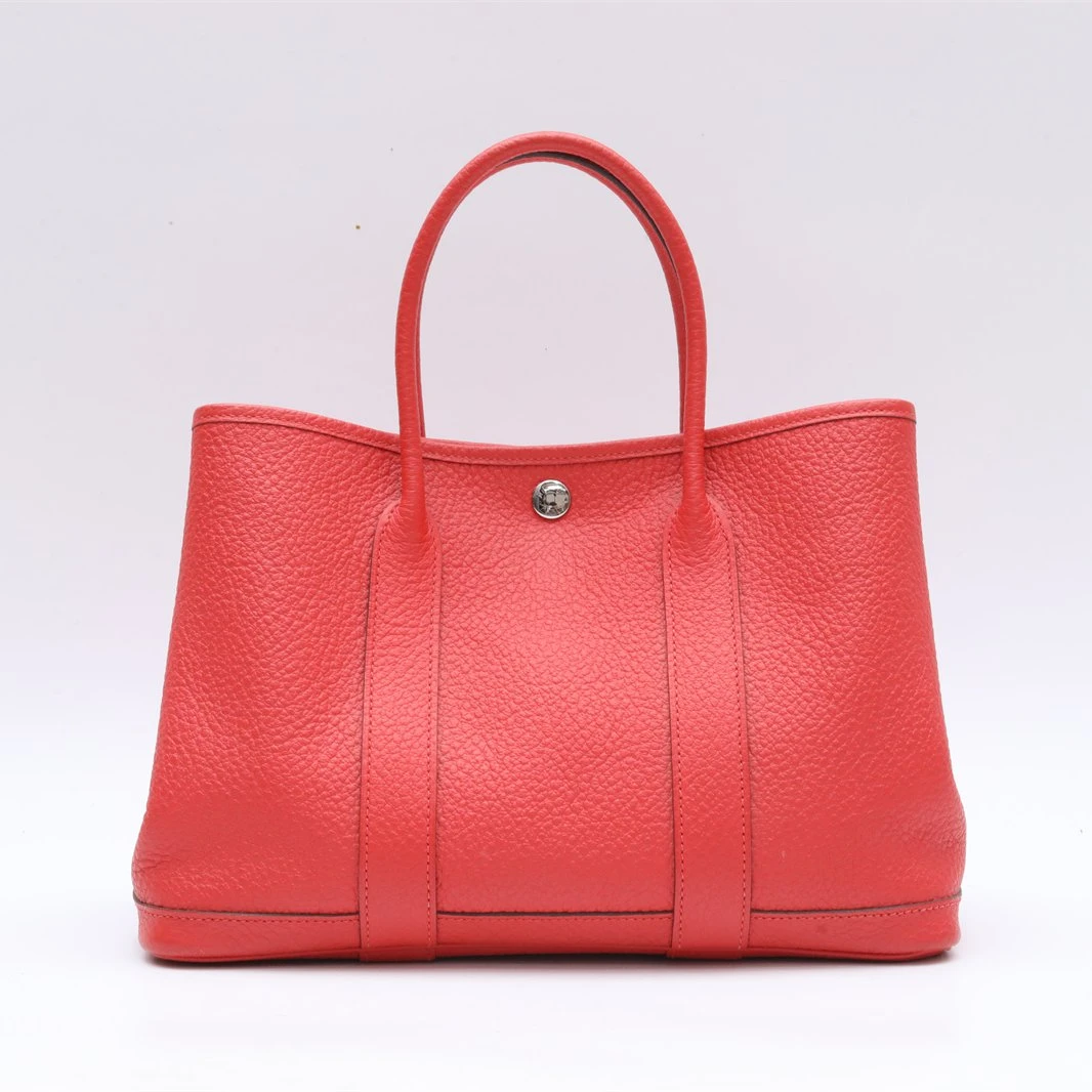 99新 Hermes/爱马仕 小花6欢 花园包 30 9T火焰紅 NEGONA皮 X刻