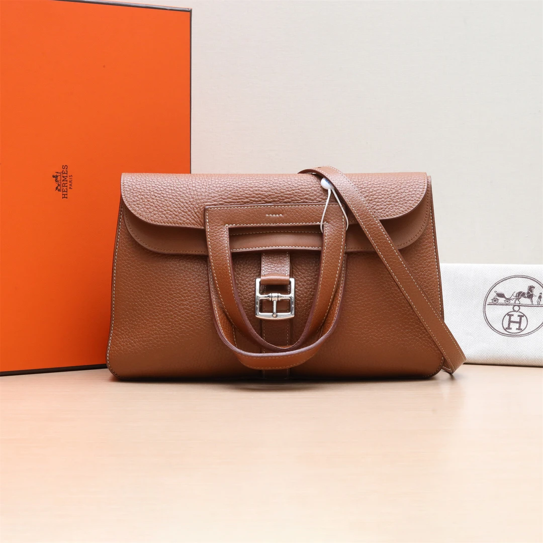 99新 Hermes/爱马仕 【小花Han】Halzan 31金棕色 TC皮 A刻 包