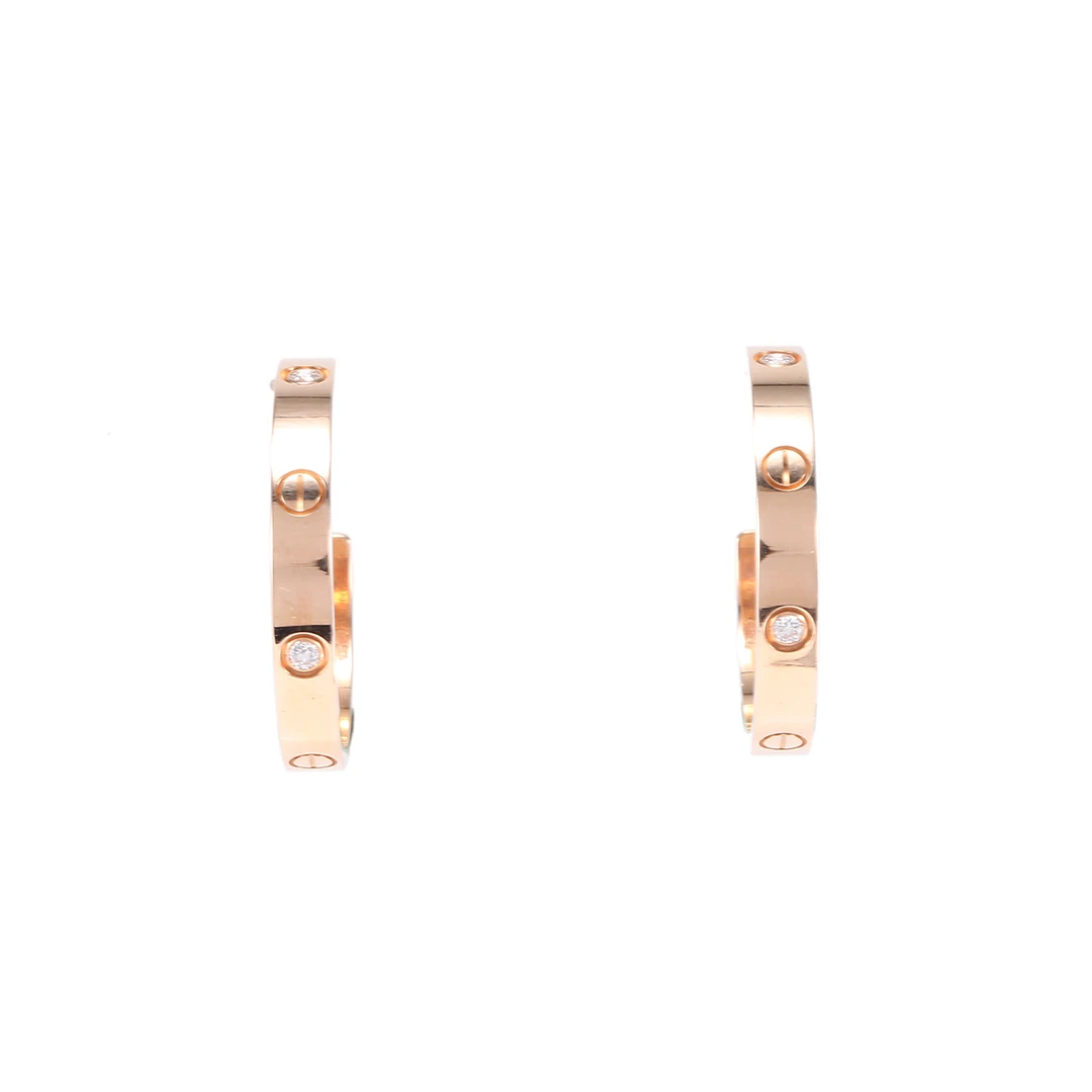 99新 Cartier/卡地亚 【小花念念】love 半圈 耳环18K玫瑰金