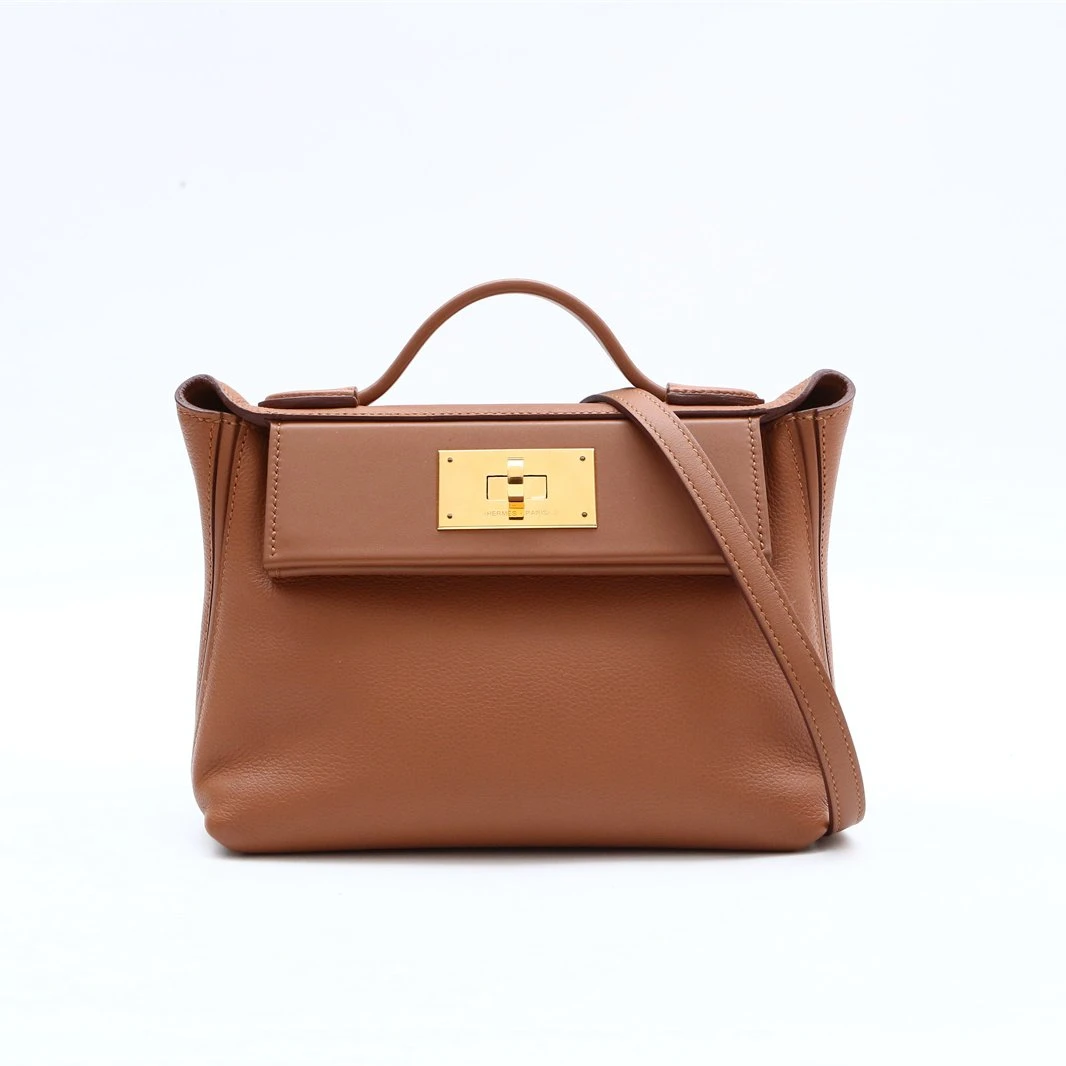 99新 Hermes/爱马仕 小花6枫2424 Mini 21 金棕色 EC皮 Z刻 金扣