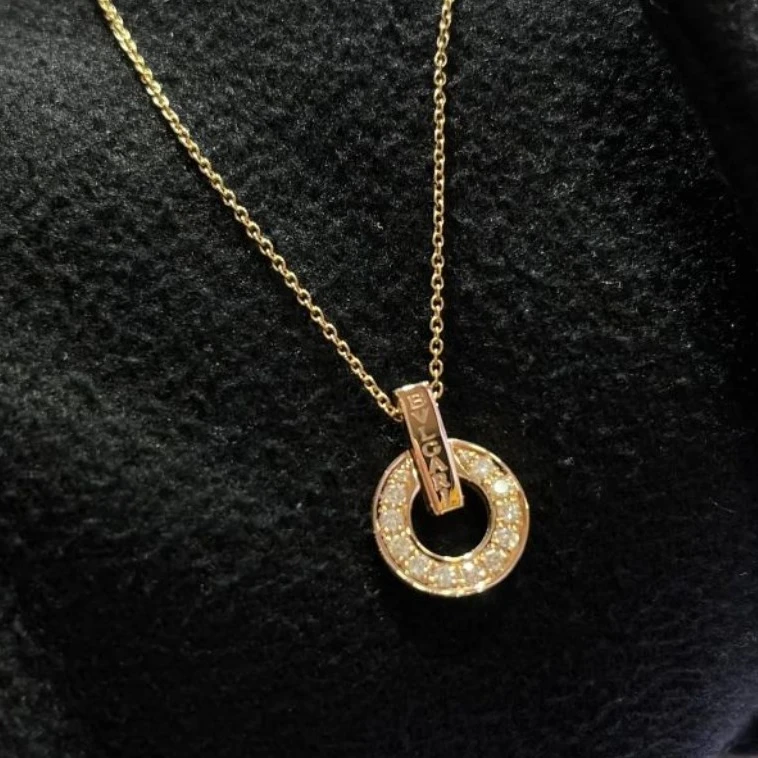 99新 BVLGARI/宝格丽 小花6欢 铜钱 满钻 项链 18K 18K玫瑰金