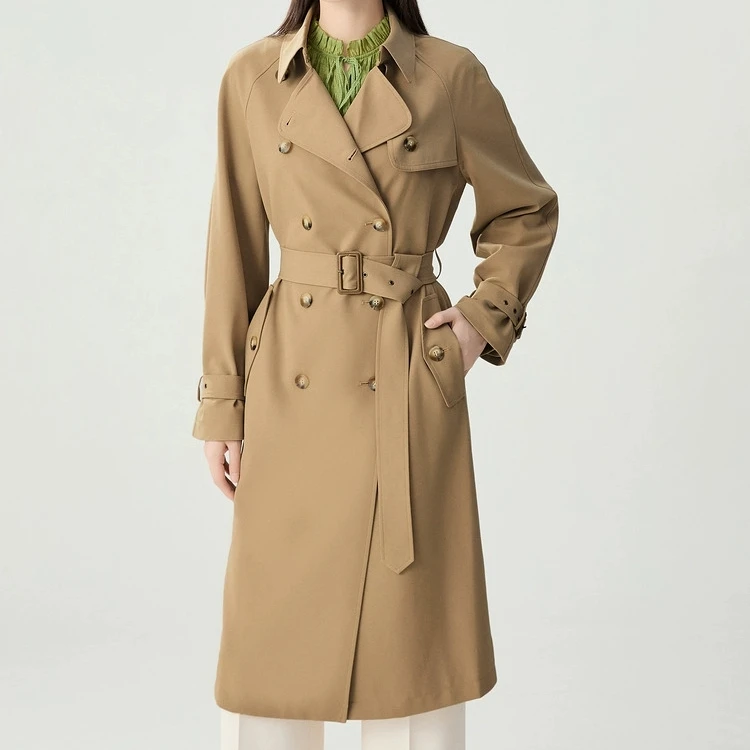 GIRDEAR/哥弟美拉德风宽松翻领双排扣长袖风衣外套 1400164