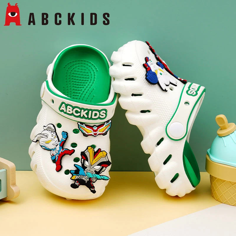 Abckids儿童洞洞鞋夏季男童防滑拖鞋奥特曼中大童男孩宝宝沙滩鞋