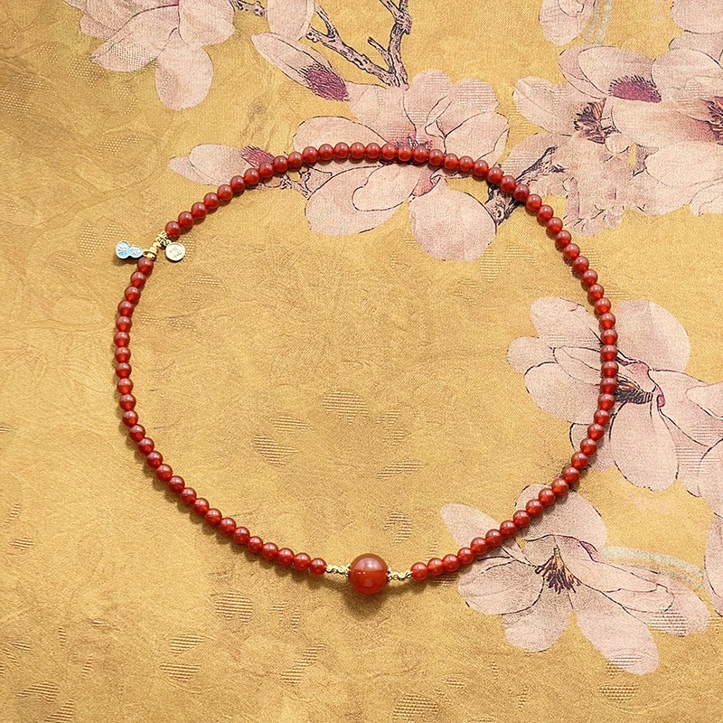 玉掌门-FL682-【鸿福三圈】红玛瑙合金镶嵌项链三圈手链6#