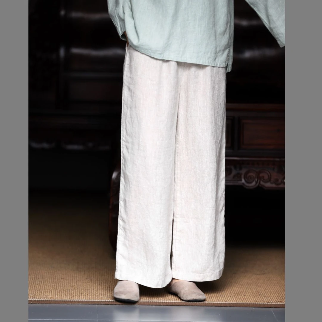 如素慢衣休闲百搭亚麻长裤  禅意 文艺复古中国风宽松裤子  36163