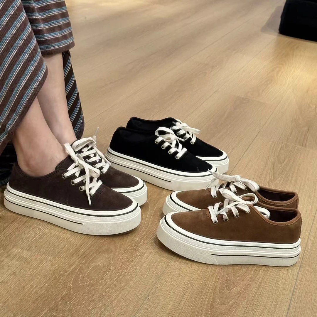 磨砂皮酱心生巧系带极简板鞋休闲鞋4-9-30