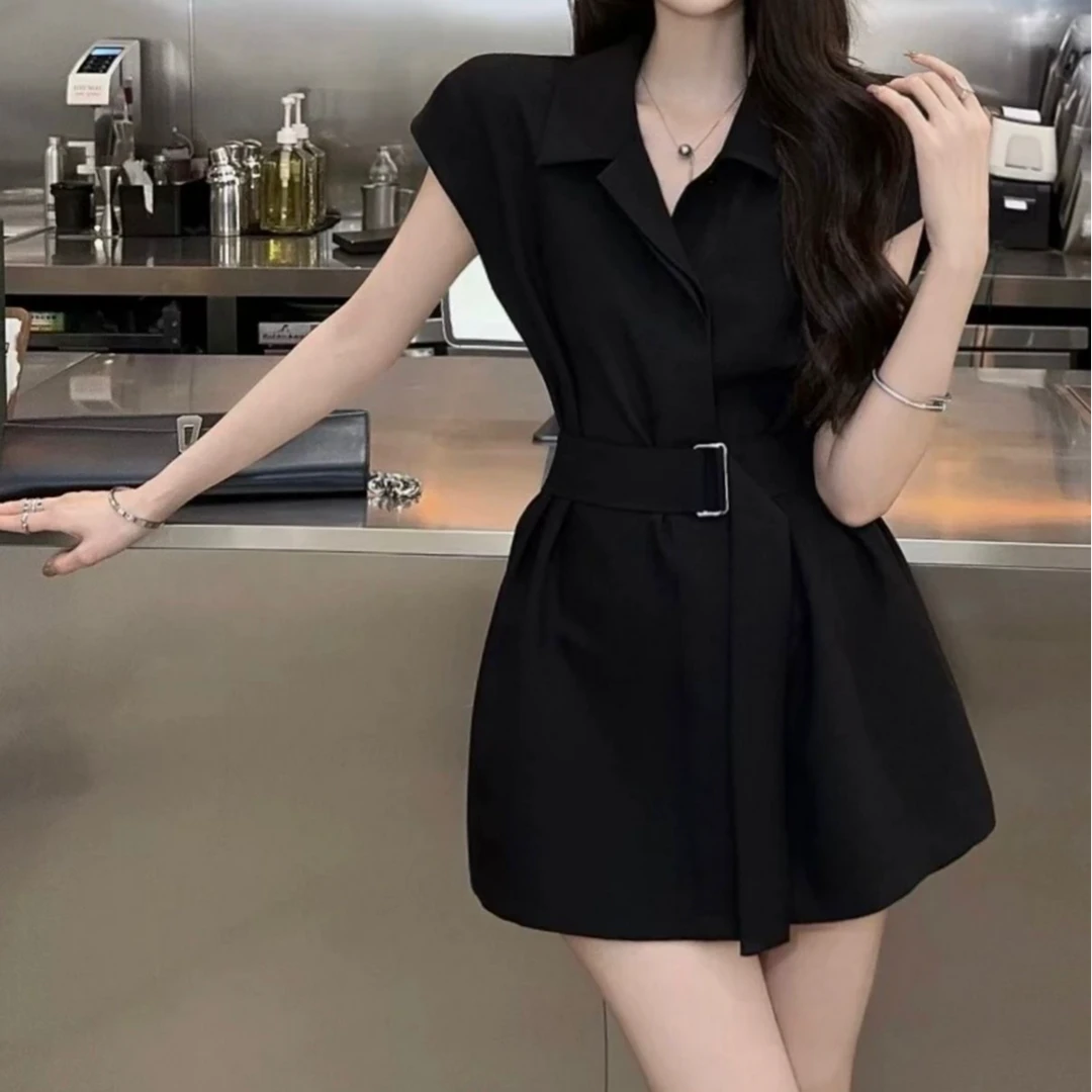 夏季新款气质显瘦系带收腰短袖上衣配时尚高腰短裤套装