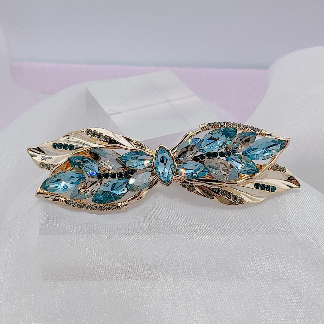 泛思水晶镀真金弹簧夹气质百搭淑女旗袍中式网红韩版高弹