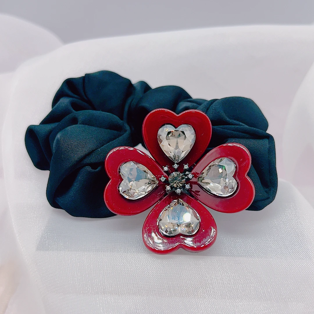 魅雅水晶花朵发绳高级感大肠发圈时尚扎头皮筋头饰