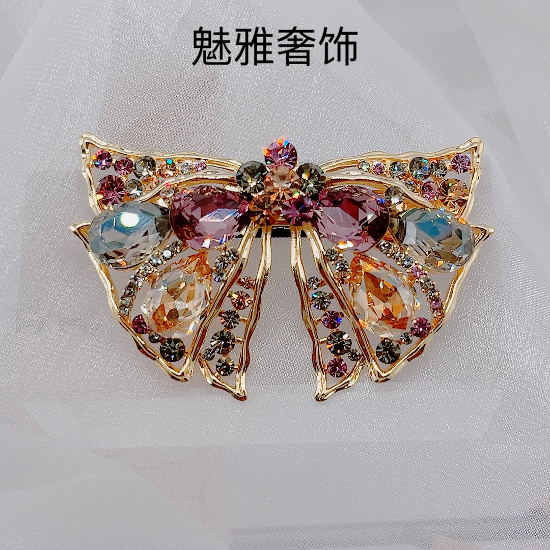 魅雅时尚锆石蝴蝶发夹女高档水钻六公分半扎发后脑勺发饰
