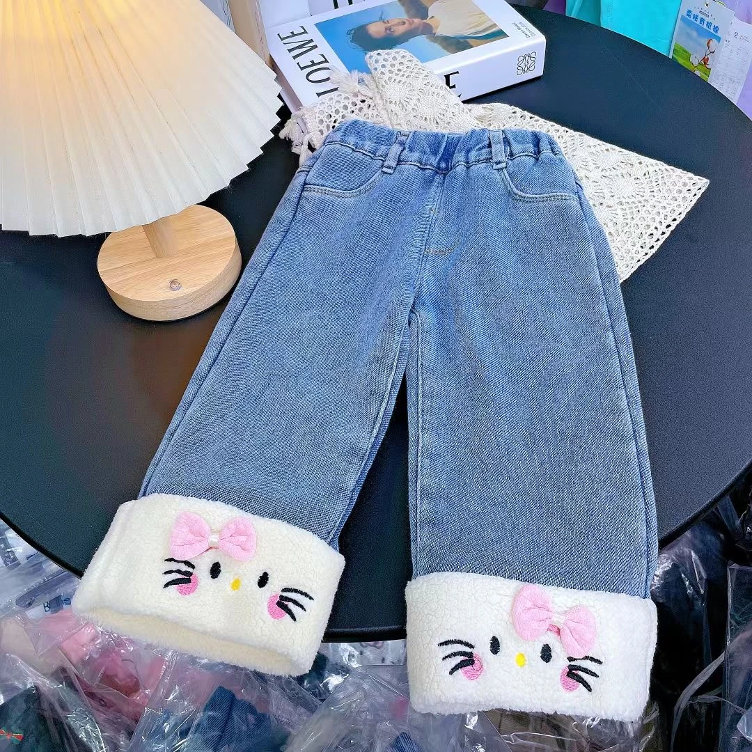 【自营｜高棉超软 加绒保暖 】女童冬款牛仔直筒裤1101002