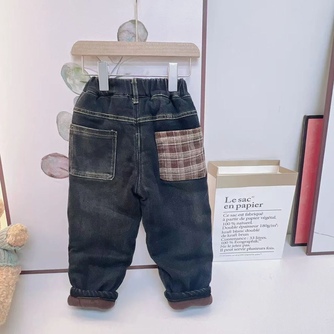 【自营｜水洗软牛仔 夹棉加厚 】儿童冬款牛仔裤棉裤0104001