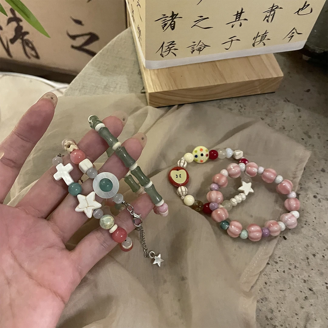 合金陶瓷手链 竹节温柔新中式手链陶瓷可爱串珠闺蜜礼物手串